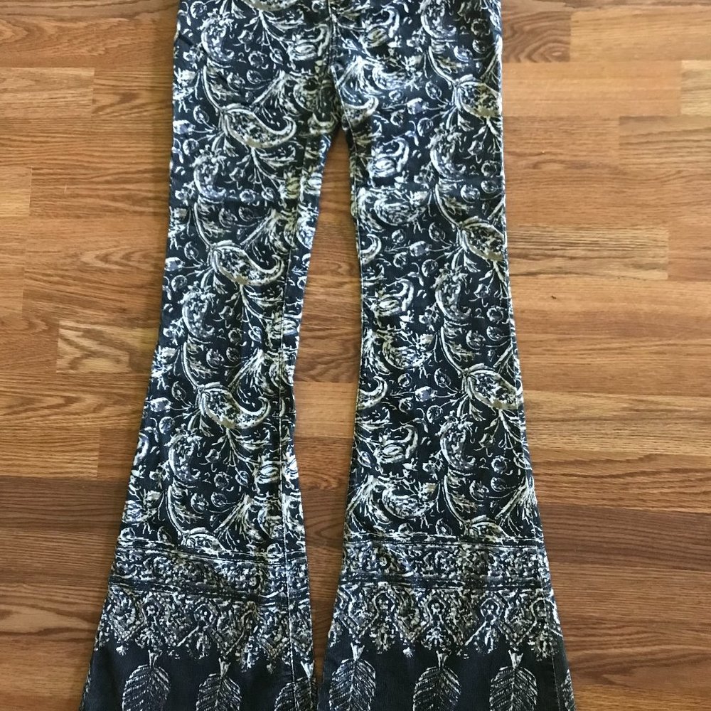Size 25 Free People corduroy flare paisley pants